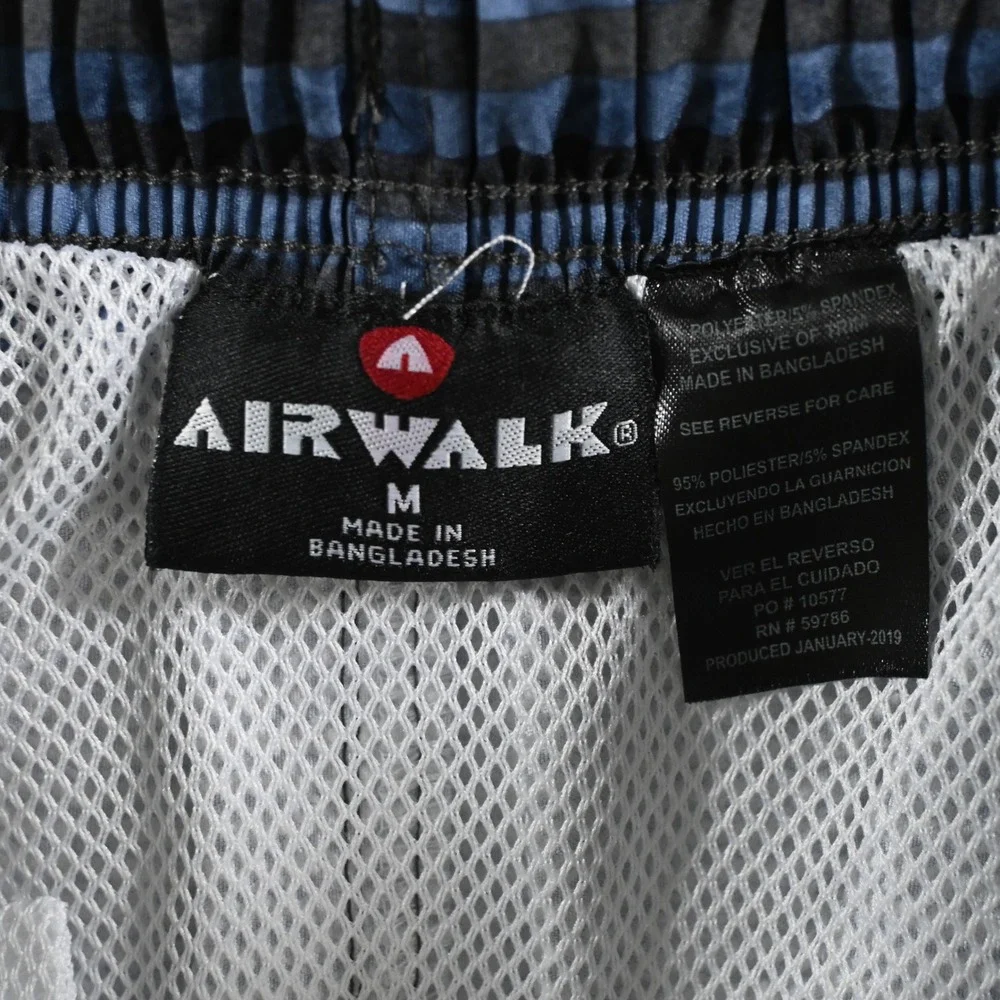 Airwalk Mens Cargo Board Shorts Medium Blue Gray Striped Marble Swim Trunks